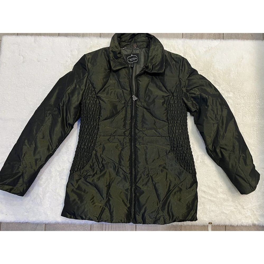 1 Madison Green Puffer‎ Down Coat Jacket Women's Size Small S Cinch Winter